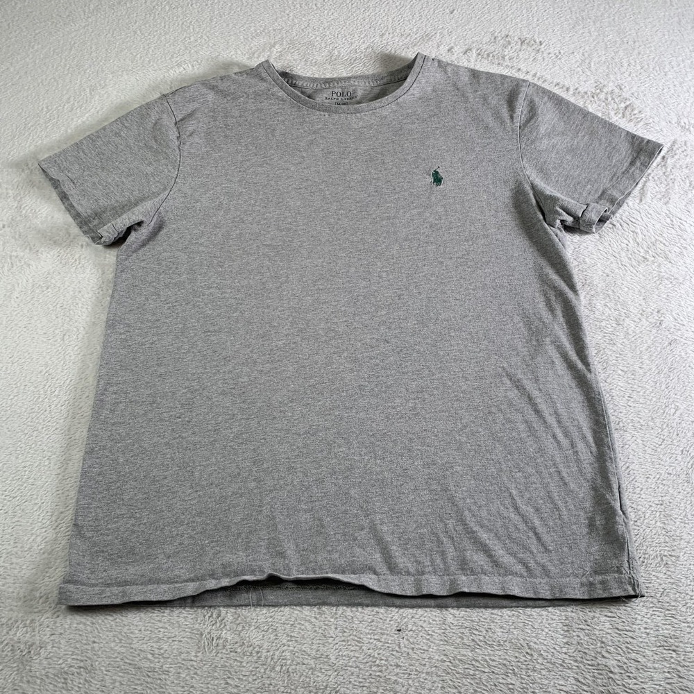 Polo Ralph Lauren Shirt Mens Medium Gray Cotton Tagless Crewneck Logo Tee Soft